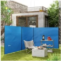 Outsunny Windschutz Windfang Zaun Strandwindschutz mit 4 Stahlstangen Tragetasche, Personen: 0 (Camping Sichtschutz, 1 tlg., Strandschutz), für Camping Garten, Strand, Terrasse 540 x 150 cm Blau