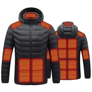 TENGOO HJ-15 Uniex Heated Jacket - 15 Heating Zones, USB Charging, Smart Thermal Warm Jacket, Motorcycle Heated Hooded C