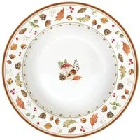 EasyLife Suppenteller Autumn Breeze, Spülmaschinengeeignet, Weiß, Herbst, Blätter, Eichhörnchen, H: 3cm