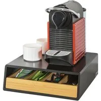 SoBuy Kapselspender FRG280, Monitorständer mit Schublade Aufbewahrungsbox Kapselhalter, Kaffeekapsel Box Schubladenbox zur Aufbewahrung von Kaffeekapseln