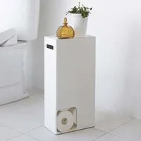 Yamazaki Toiletten-Ersatzrollenhalter Tower Toilettenpapier Aufbewahrung WC-Rollen Ersatzrollen Klopapier, Toilettenpapierständer, Aufbewahrung für 8 Rollen, stehend mit Ablage