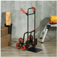 Durhand Sackkarre Transportkarre Griff höhenverstellbar Klappbar, (handwerkertrolley, 1-St., Treppensteiger), Schwarz 67 x 44 x 106,5 cm