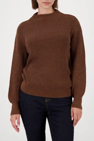 monari - Strickpullover mit Lurex whisky - Gr. - 36