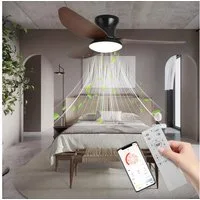 ibettertec Deckenventilator LED Deckenleuchte 48W,Leise Deckenventilator,Fernbedienung,6-stufiger, App-Steuerung,mit Fernbedienung,Leuchte/ Ventilator getrennt schaltbar