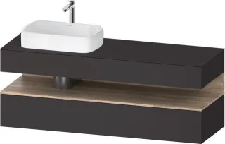 Duravit Qatego Konsolenwaschtischunterbau wandhängend Graphit Supermatt 1600x550x600 mm - QA47770558 QA4777055800010