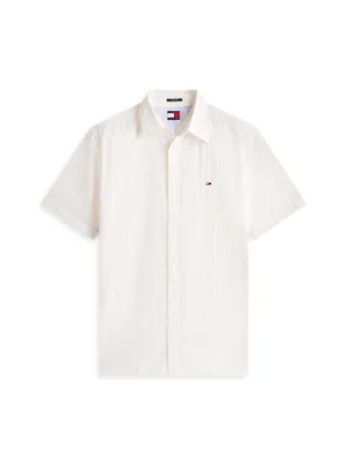 Tommy Jeans - Regular Fit Seersucker-Kurzarmhemd weiß - Gr. - XL