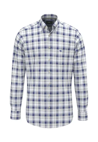 FYNCH-HATTON - Poplin Check, B.D., 1/1 harbor blue - Gr. - M