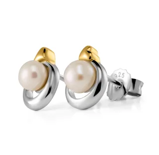 Orphelia 'Mathilde' Ohrstecker für Damen, 925 Sterling Silber - Silber/Gold ZO-7510/G