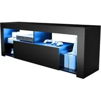 SONNI TV-Schrank Schwarzer TV-Ständer mit LED-Beleuchtung Stilvoll 140-180cm breit mit 12 Led Farben Beleuchtung TV Board