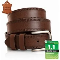 herémood Ledergürtel Gürtel Herren 4cm breit Ledergürtel Jeans Premium Geschenke für Männer (100 % Echtleder Gürtel handgefertigt, hochwertig verarbeitet, kürzbar, 1-St., Braun 135 cm – 4 cm breit – echtes, robustes Büffelleder, langlebig) Brauner Gü