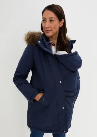 bonprix 3-in-1 Funktions-Umstandsjacke und Tragejacke, blau, Gr.50, Funktionale Umstandsjacke mit Tragefunktion und Tunnelzug