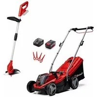 Einhell Akkurasenmäher Rasentrimmer Gartengeräte-Set GE-CM 18/33 Li, 33 cm Schnittbreite, Set aus Akku-Rasenmäher und Akku-Rasentrimmer