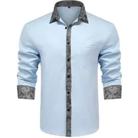 Allthemen Langarmhemd mit Stickmuster Kontrast Langarmhemd Regular Fit