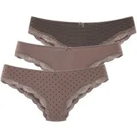 LASCANA Brasilslip (3er-Pack) aus elastischer Baumwolle mit zarter Spitze