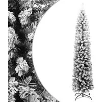 vidaXL Künstlicher Weihnachtsbaum Künstlicher Weihnachtsbaum Schlank mit Schnee Grün 180 cm PVC