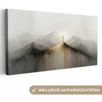 OneMillionCanvasses® Leinwandbild Panorama Hügel - Abstrakt - Kreuz - Christentum, Fotodruck (1 St), Wandbild, Deko Schlafzimmer Wohnzimmer Flur 40x20 cm