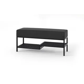 Bettso Polsterbank, Schwarz, Metall, Textil, 80x45x35 cm, Esszimmer, Bänke, Sitzbänke