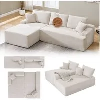 Juskys Ecksofa Coredo, Ecksofa, mit Rücken- & Dekokissen, Cordbezug, Modular platzierbar