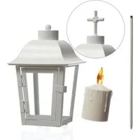 MARELIDA LED Laterne Grablaterne mit LED Kerze Grablicht wechselbare Spitzen Grablampe weiß, LED Classic, amber