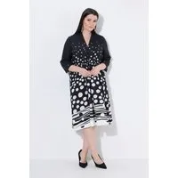 Ulla Popken Midikleid Midikleid Punkte Lyocell Kelchkragen 3/4-Arm