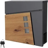 ML-DESIGN Briefkasten Wandbriefkasten Postkasten Design Briefkastenanlage Postbox Mailbox, Standbriefkasten mit Zeitungsfach Schloss und 2 Schlüssel aus Stahl