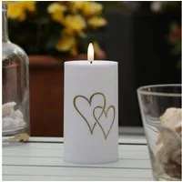 MARELIDA LED-Kerze Herz für Innen/Außen Grabkerze H: 15cm D:7cm outdoor Timer Sensor weiß (1-tlg)