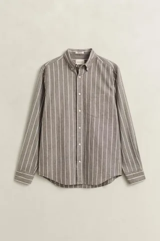 GANT - Gestreiftes Hemd aus melierter Popeline brown melange - Gr. - L