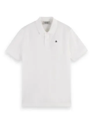 Scotch & Soda - Piqué-Poloshirt aus Bio-Baumwolle weiß - Gr. - S
