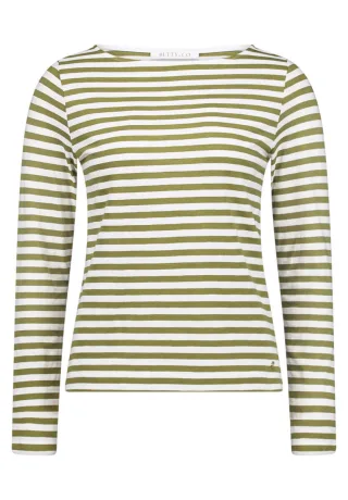 Betty & Co - Gestreiftes Langarmshirt grün/weiß - Gr. - M