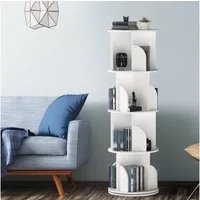 oyajia Bücherregal Drehbare Bücherregal, 4 Etagen Stehregale Lagerregal mit Fächern, Bücherregal, offenes Aufbewahrungsregal, 40 x 40 x 128 cm, drehbar, 4 Ebenen 16 Fächer