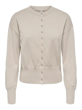 ONLY - ONLMIO LS O-NECK BUTTON CARDIGA KNT NOOS Pumice Stone - Gr. - XL