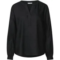 STREET ONE Blusenshirt schwarz,Basic,Viskose,Unifarben,V-Ausschnitt,Lang,Relaxed Fit