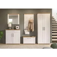 Home affaire Garderoben-Set COSENZA, Breite ca. 285 cm, 5-teilig, in Landhausoptik, (5-St., Garderobenschrank, Sitzbank, Garderobenpaneel, Schuhschrank, Spiegel), Garderobenkombination, Kombination, Diele, Garderobe, Garderobenmöbel