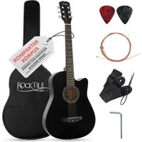 Rocktile Westerngitarre WSD-5C Slim Line Westerngitarren Set - Dreadnought Akustik Gitarre, Set inkl. Tasche, Ersatzsaiten, Gurt und Plektren