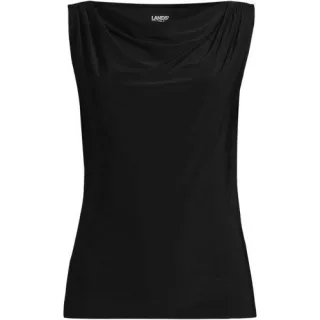 Silk Knit Ärmelloses Top, Damen,  Schwarz, Polyester-Mischung, by Lands' End