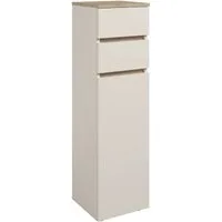 moebel-dich-auf Badkommode LONDRES (Badezimmerschrank Badschrank, mit 1 Tür und 2 Schubkästen, BxH 30x108 cm), in kaschmir oder anthrazit, Absetzung: Cremona Eiche