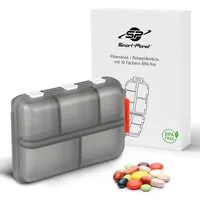 Smart-Planet Pillendose Pillendose klein für unterwegs - Tablettenbox 10 Fächer ToGo (1 St), seniorenfreundliche Medikamentenbox - Organizer für Supplements