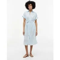 Tommy Hilfiger Hemdblusenkleid LINEN BELTED KNEE SS SHIRT DRESS mit Bindegürtel