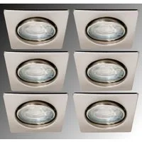 TRANGO LED Einbauleuchte, 6er Set 6729-062SM6KSD LED Einbaustrahler Nickel matt Eckig inkl. 6x 5 Watt 6000K Tageslichtweiß - 3 Stufen dimmbar Ultra Flach LED Modul, Deckenspot, Einbauspot, Deckenleuchte, Downlight