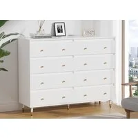 Lexzurn Kommode Kommode mit 3 Schubladen/5 Schubladen/6 Schubladen/8 Schubladen (Modernes Massivholz Sideboard für das Schlafzimmer,Wohnzimmer,Flur und Büro, Schrank,Viele Farbvarianten und Stauraum), Kommode weiß