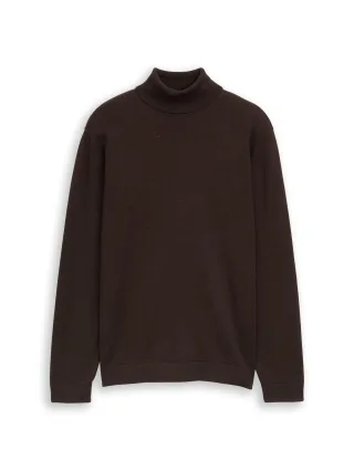 Tom Tailor - Rollkragenpullover aus Baumwolle dark chocolate brown melange - Gr. - XXL