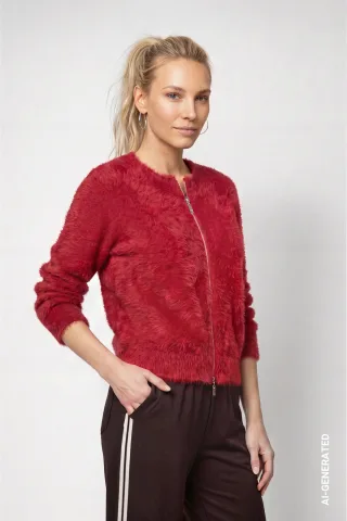 monari - Strickjacke mit flauschiger Haptik red dahlia - Gr. - 36