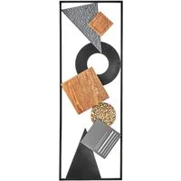 Kobolo Wandbild Metallbild LINES aus Metall, Wohndeko Wanddekoration Wanddekoobjekt, Formen (Einzelstück, 1 St), Holz und Metall