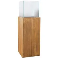 VIVANNO Bodenwindlicht Holz CANDELA Rechteckig - Antikbraun Maserung (1 St), 27x27x80 cm