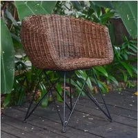 Casa Moro Stuhl Rattan-Sessel Paris braun mit Armlehne aus Naturrattan handgeflochten (Korb-Stuhl Korb-Sessel Rattanstuhl, Vintage Retro-Stuhl), Handmade, IDSB63