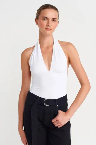 Slim-Fit Halterneck Bluse