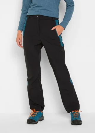 bonprix wasserabweisende Softshell-Hose, schwarz, Gr.46, Sportliche Softshell-Hose zum Wandern mit elastischen Einsätzen am Bund, Straight Fit, aus Softshell