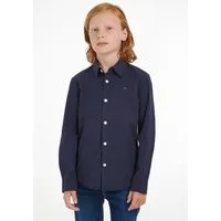 Tommy Hilfiger Langarmhemd SOLID STRETCH POPLIN SHIRT L/S mit Logo-Stickerei für Kinder bis 16 Jahre