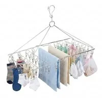 OSTWOLKE Sockenklammer Sockentrockner Edelstahl 52 klammern Drehbar Winddicht Wäscheständer,(1-St), faltbarer Sockenhalter für Unterwäsche, Handtücher, Babykleidung