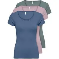 ONLY T-Shirt ONLLIVE LOVE NEW (3-tlg., 3er Pack) Figur betont, elastische Baumwollqualität